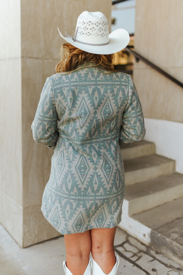Vintage Cream Aztec Printed Button Down Coat – Western Chic Outerwear