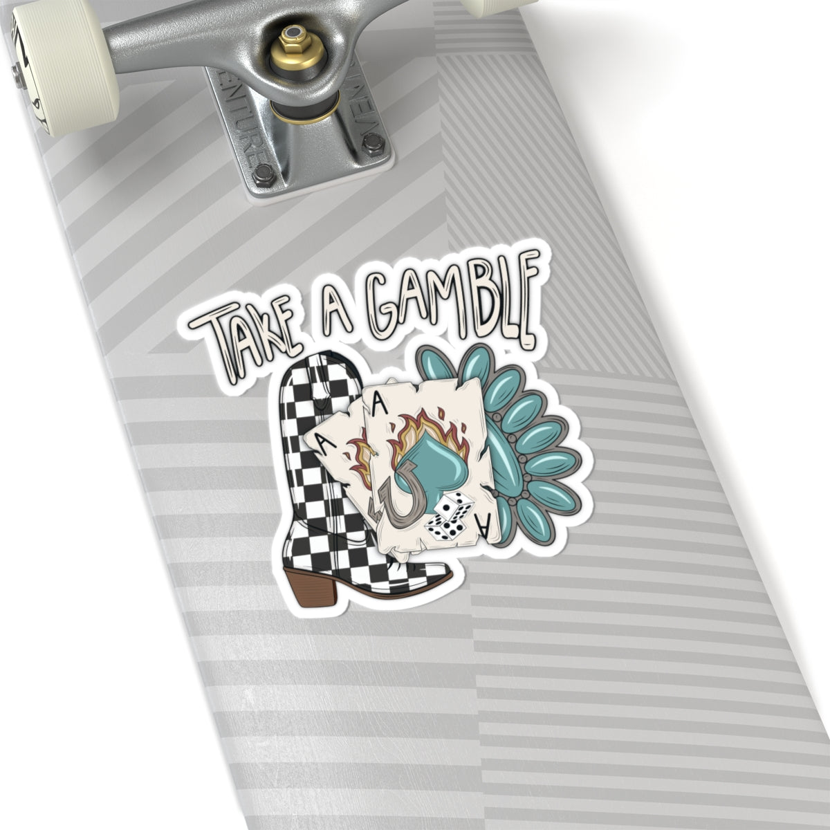 Take a Gamble Western Sticker | Cowgirl Boot & Playing Card Decal