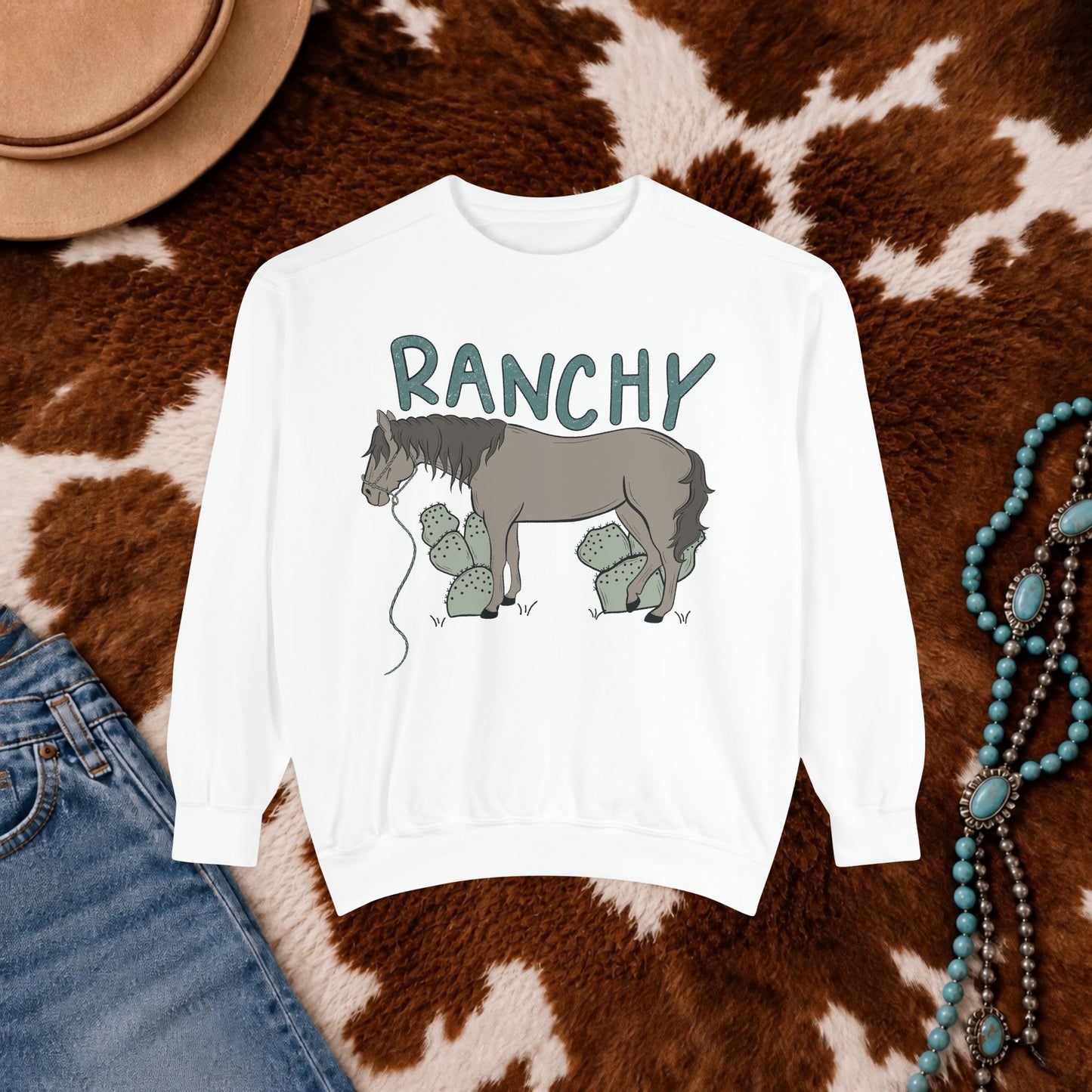 RANCHY Horse Sweatshirt | Western Cowgirl Crewneck