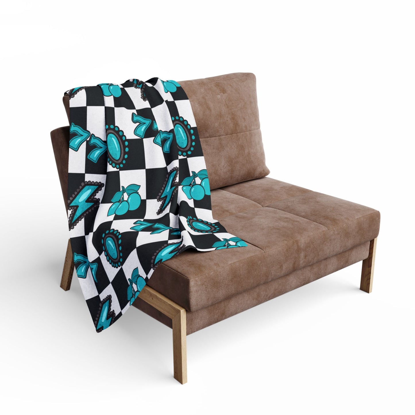 Lucky Cowgirl Retro Checker Throw
