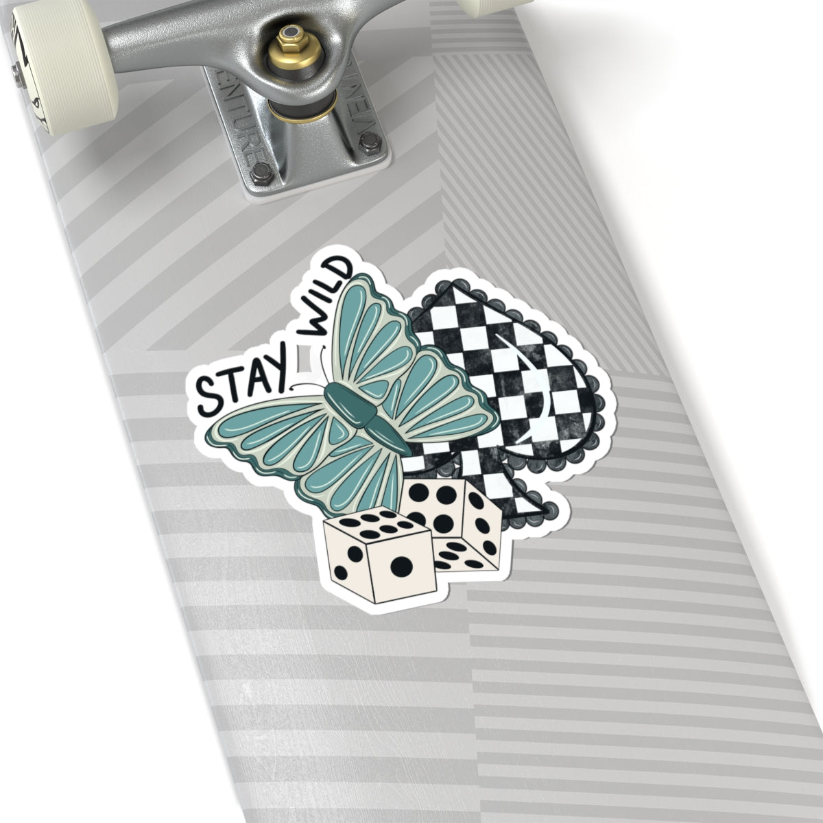 Stay Wild Western Sticker | Turquoise Butterfly & Checkered Spade Decal