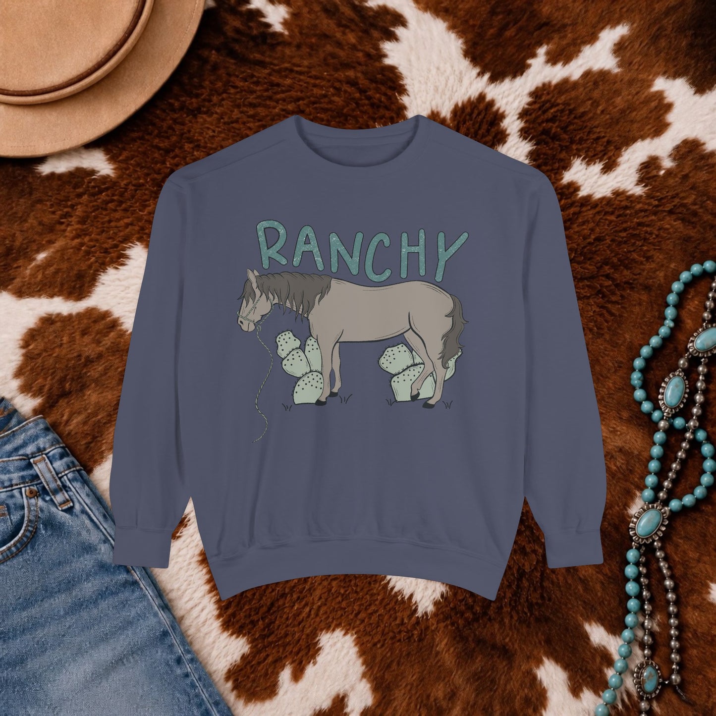 RANCHY Horse Sweatshirt | Western Cowgirl Crewneck