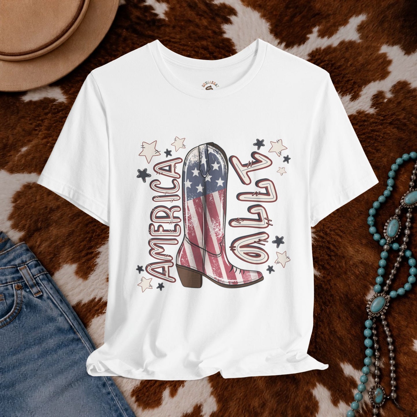 Red White & Boots Tee