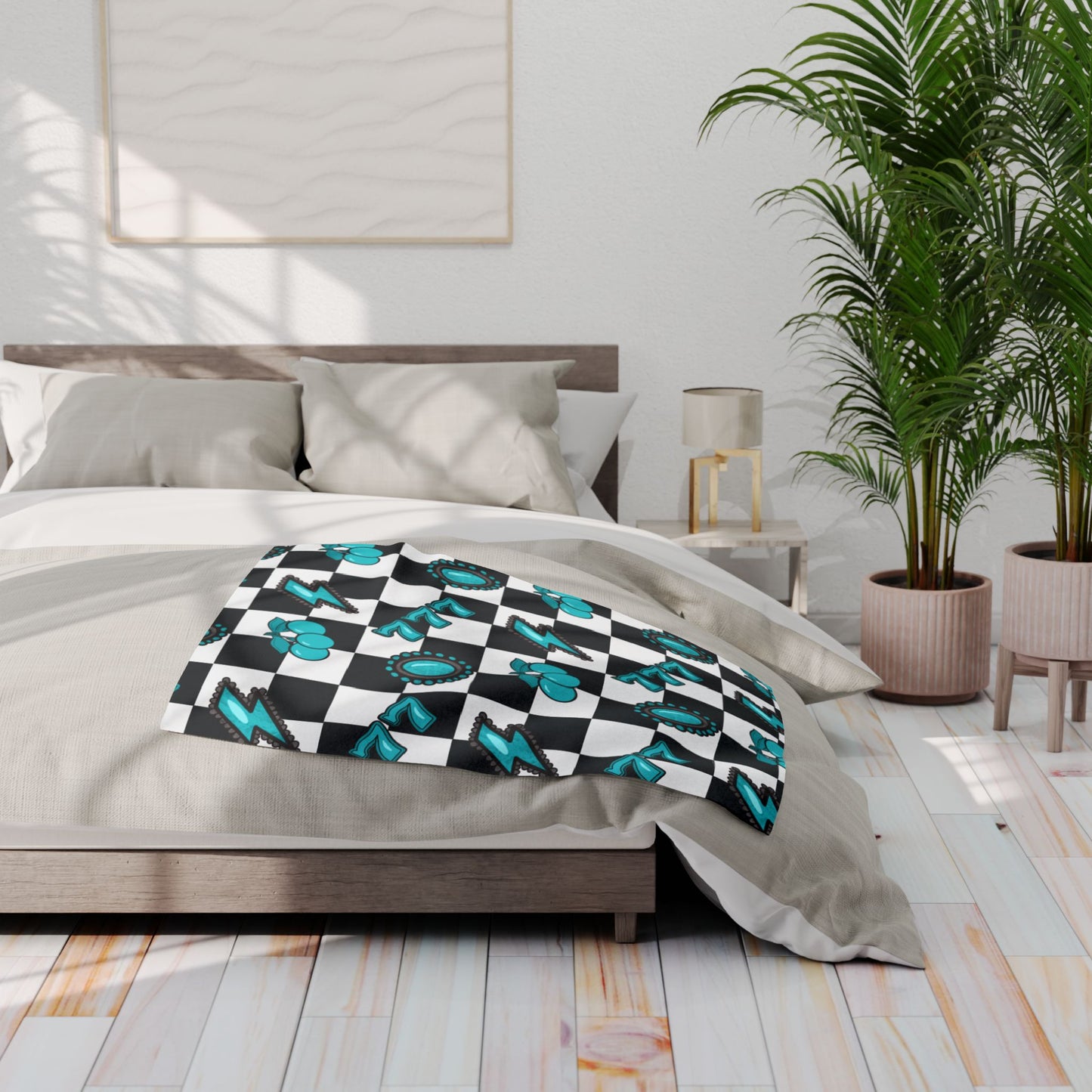 Lucky Cowgirl Retro Checker Throw
