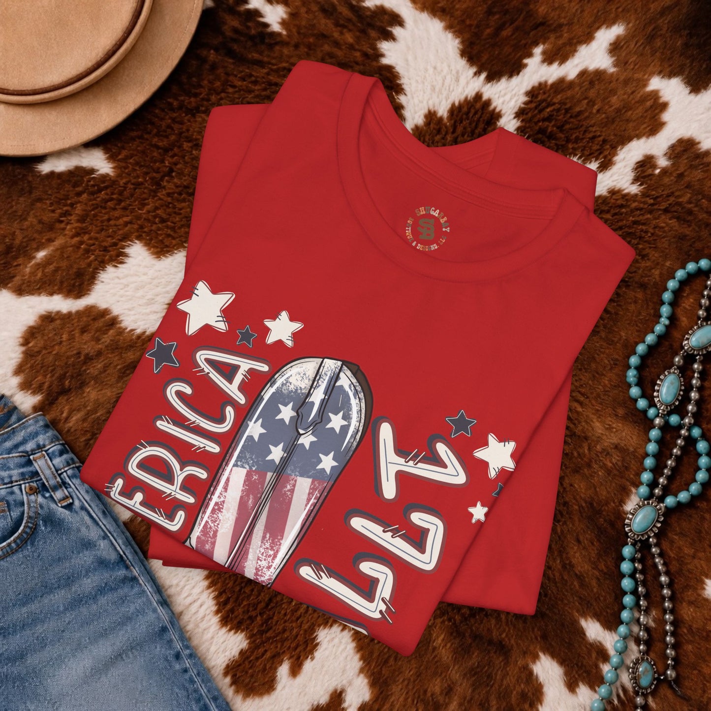 Red White & Boots Tee