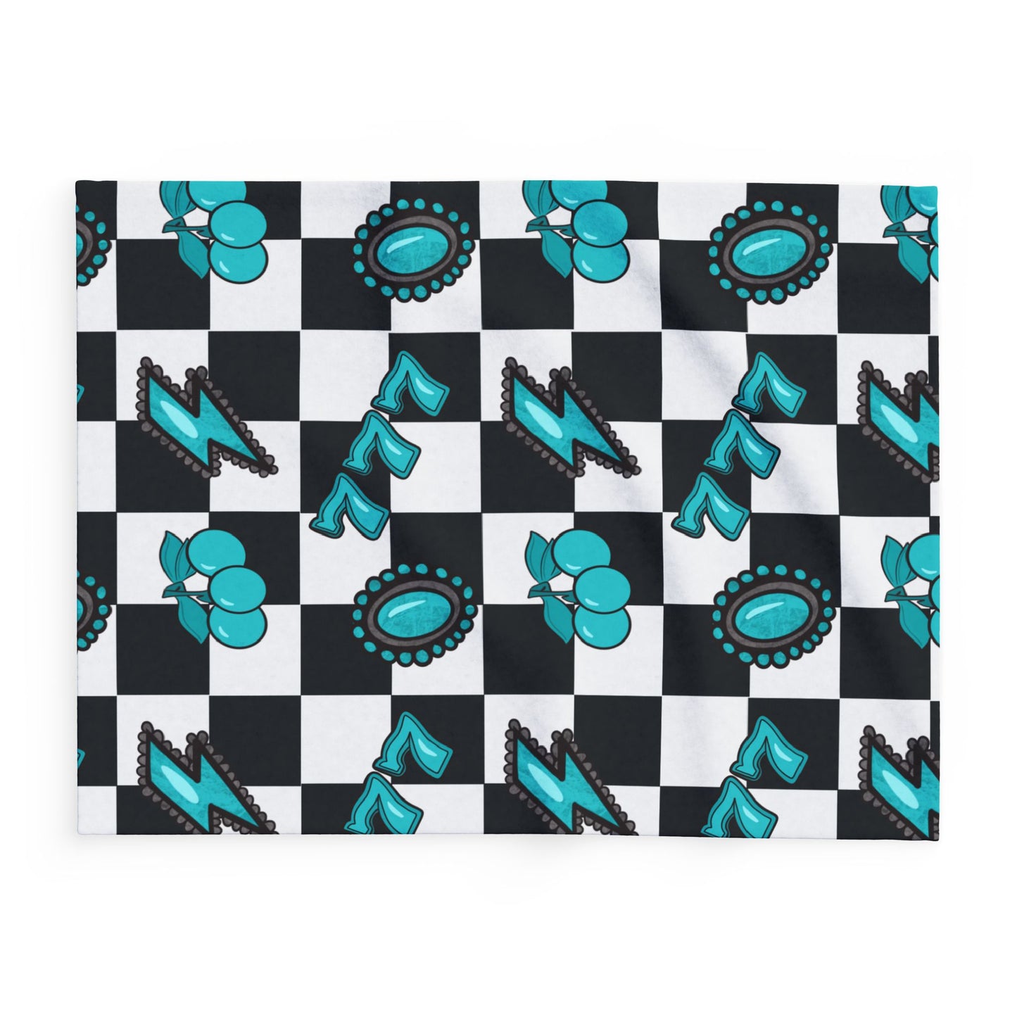 Lucky Cowgirl Retro Checker Throw