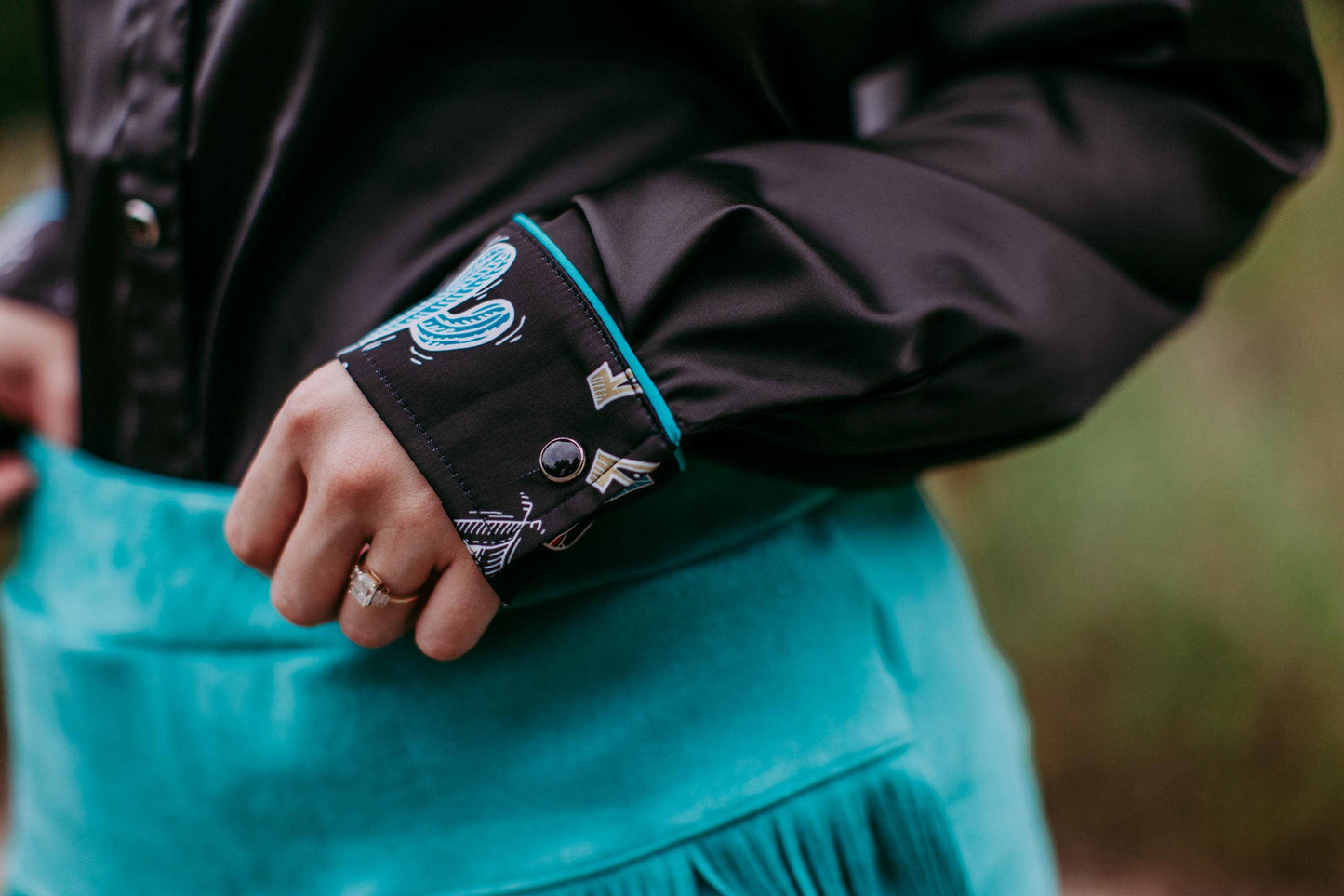 Holy Cow Vegan Suede Fringe Front Shorts - Turquoise 