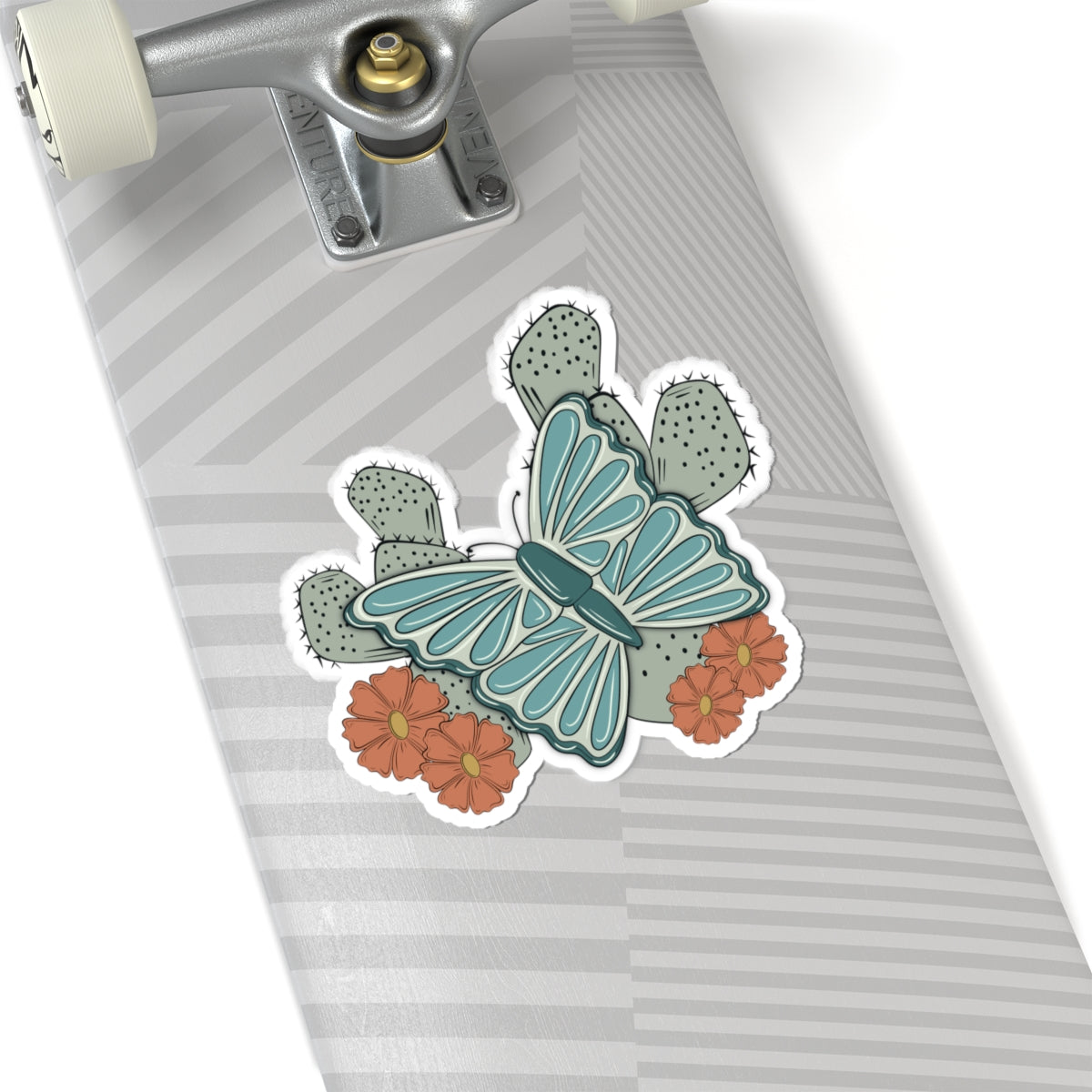 Turquoise Butterfly Western Sticker | Turquoise Butterfly & Cactus Decal