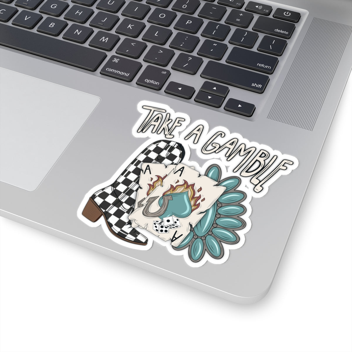 Take a Gamble Western Sticker | Cowgirl Boot & Playing Card Decal