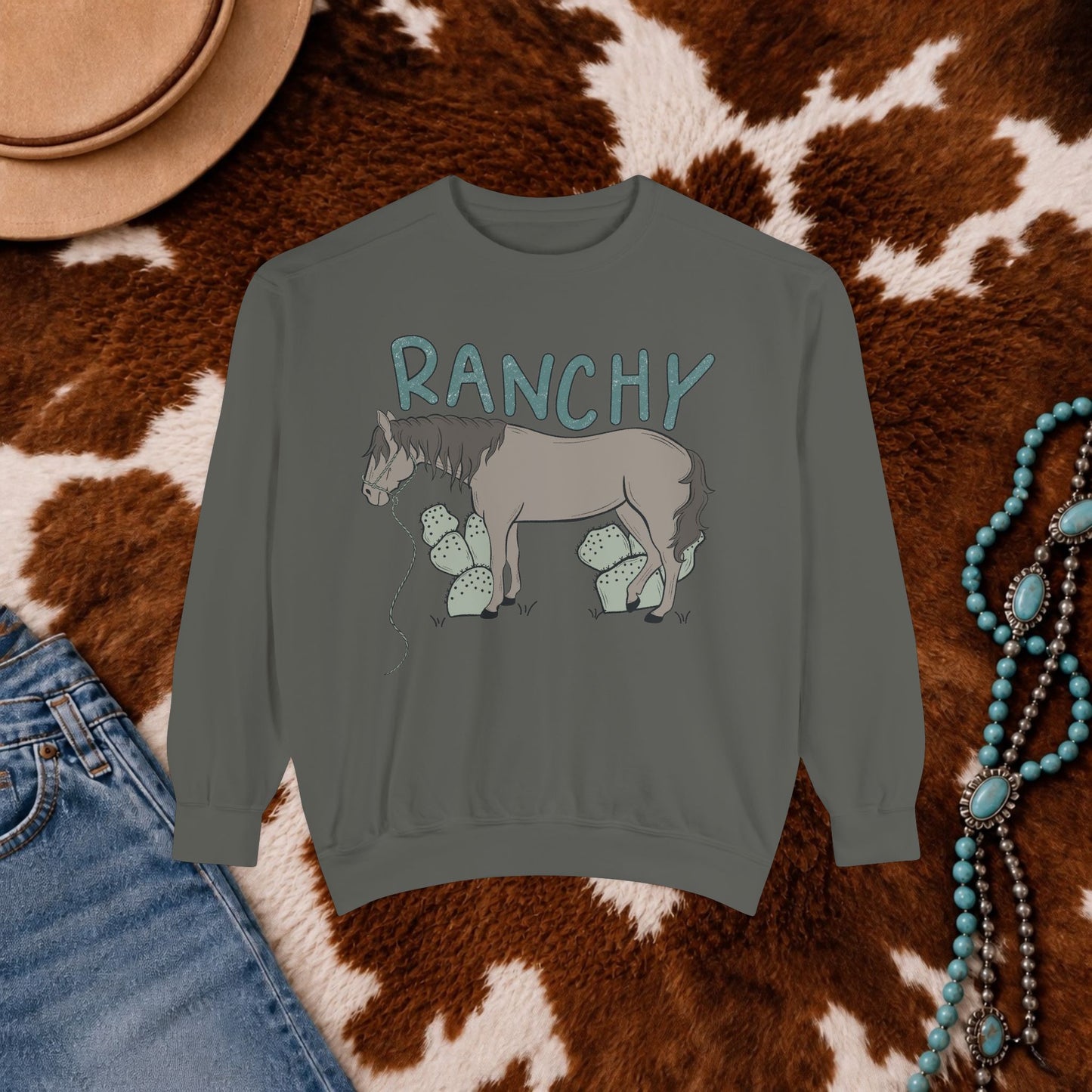 RANCHY Horse Sweatshirt | Western Cowgirl Crewneck