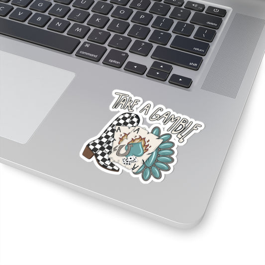 Take a Gamble Western Sticker | Cowgirl Boot & Playing Card Decal