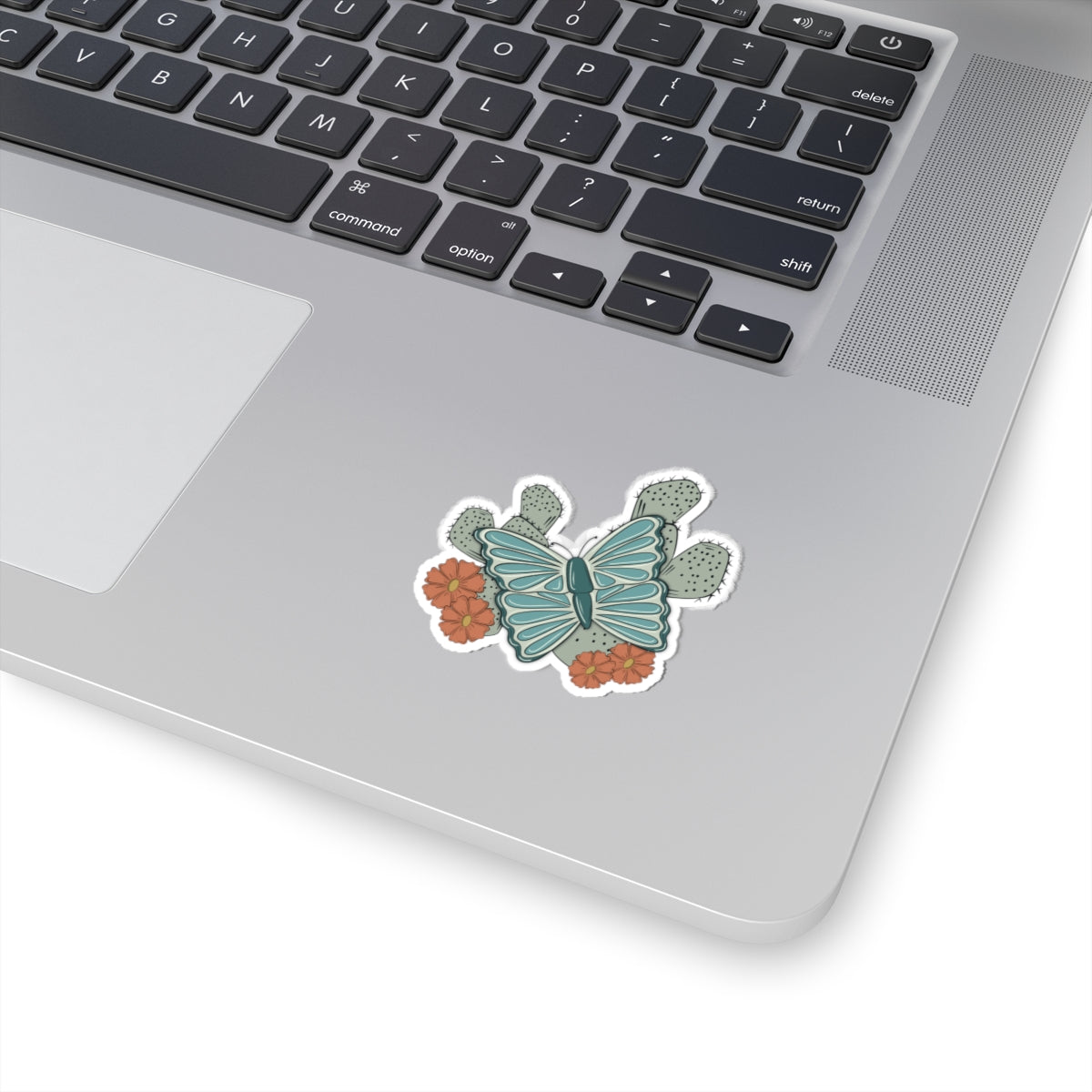 Turquoise Butterfly Western Sticker | Turquoise Butterfly & Cactus Decal
