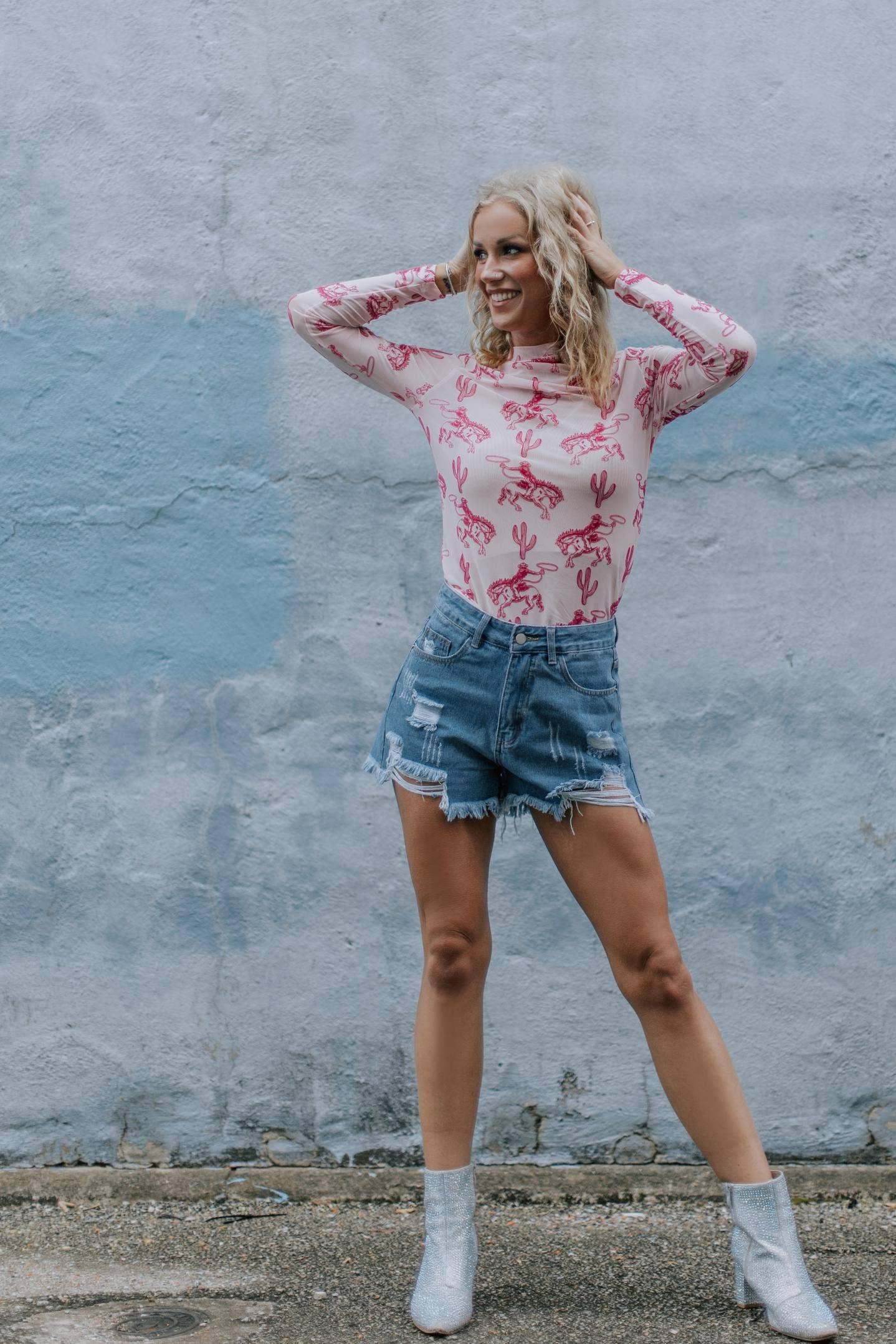 Velvet Mesh Top