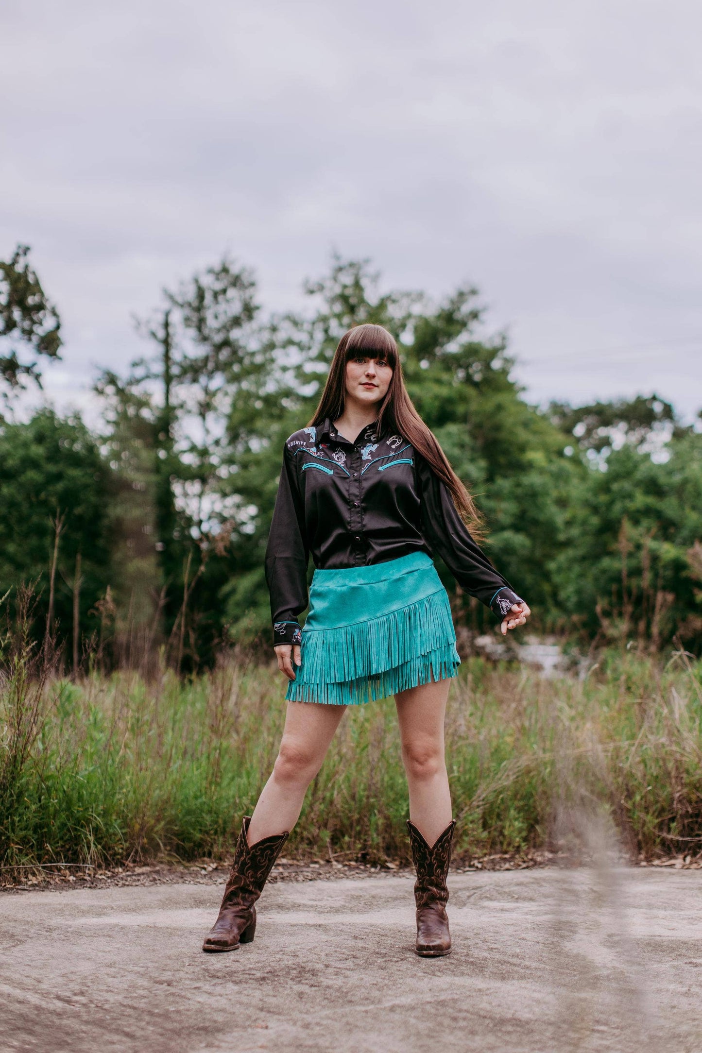 Holy Cow Vegan Suede Fringe Front Shorts - Turquoise 