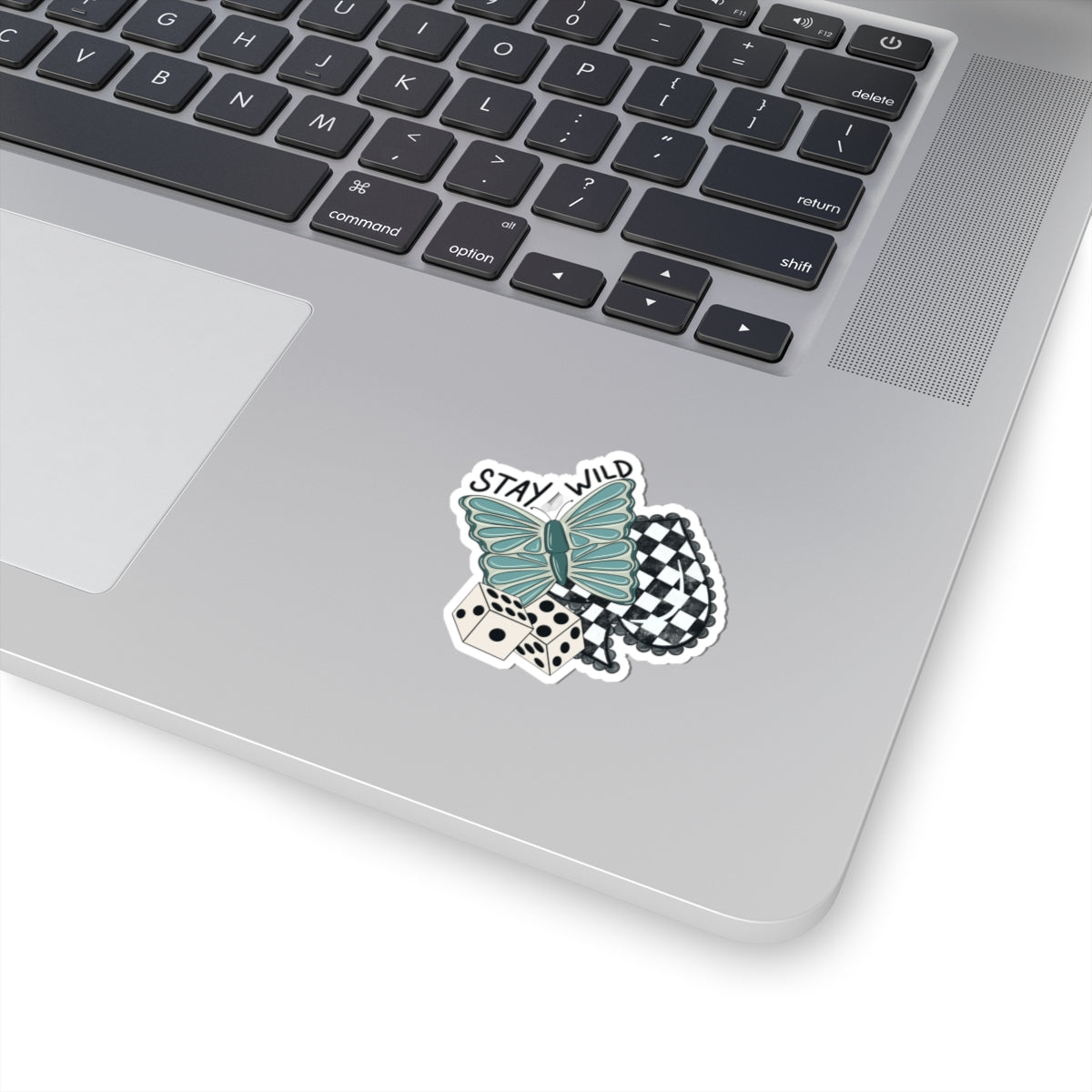 Stay Wild Western Sticker | Turquoise Butterfly & Checkered Spade Decal