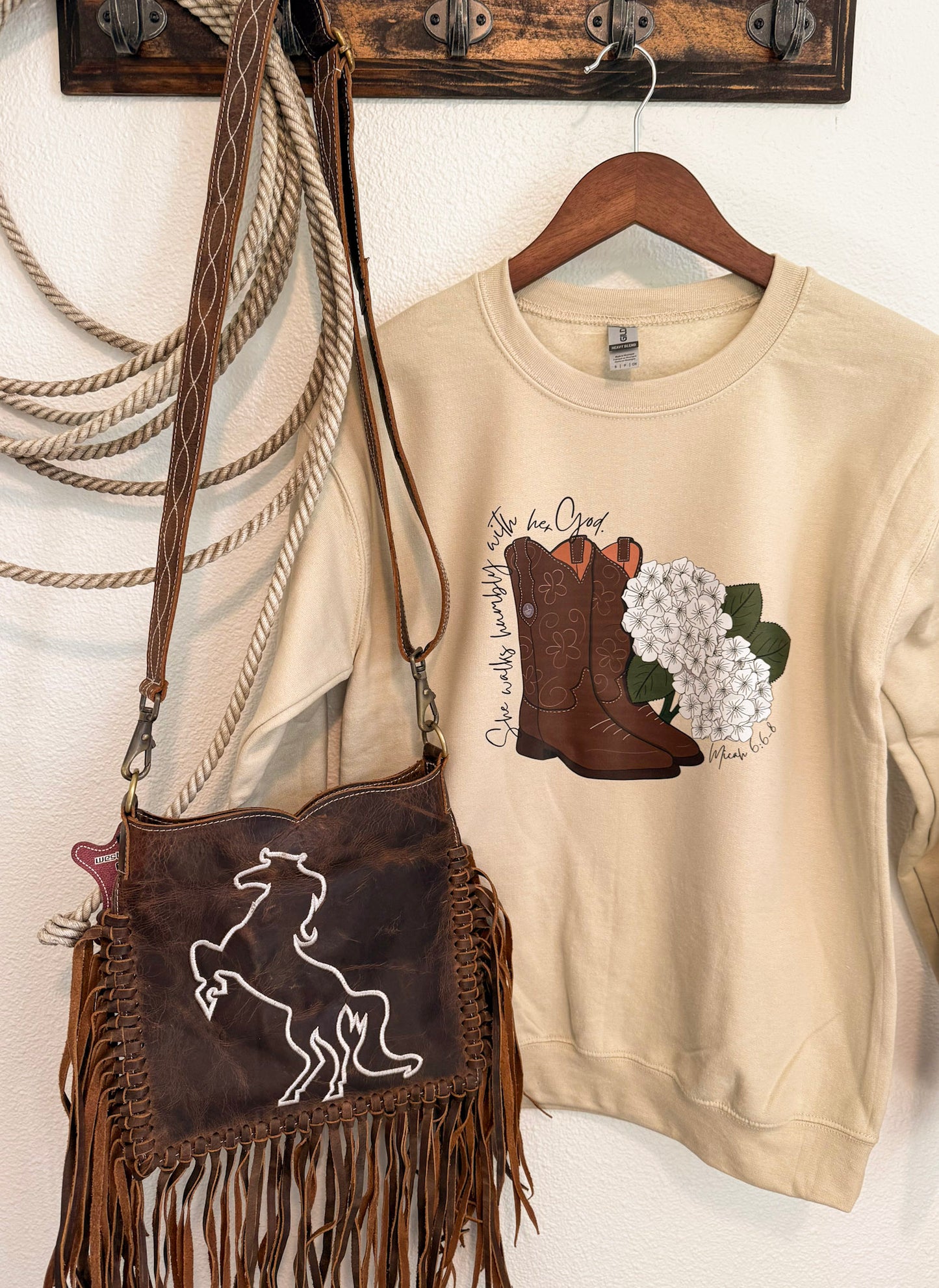 Walks Humbly with God Boots Crewneck