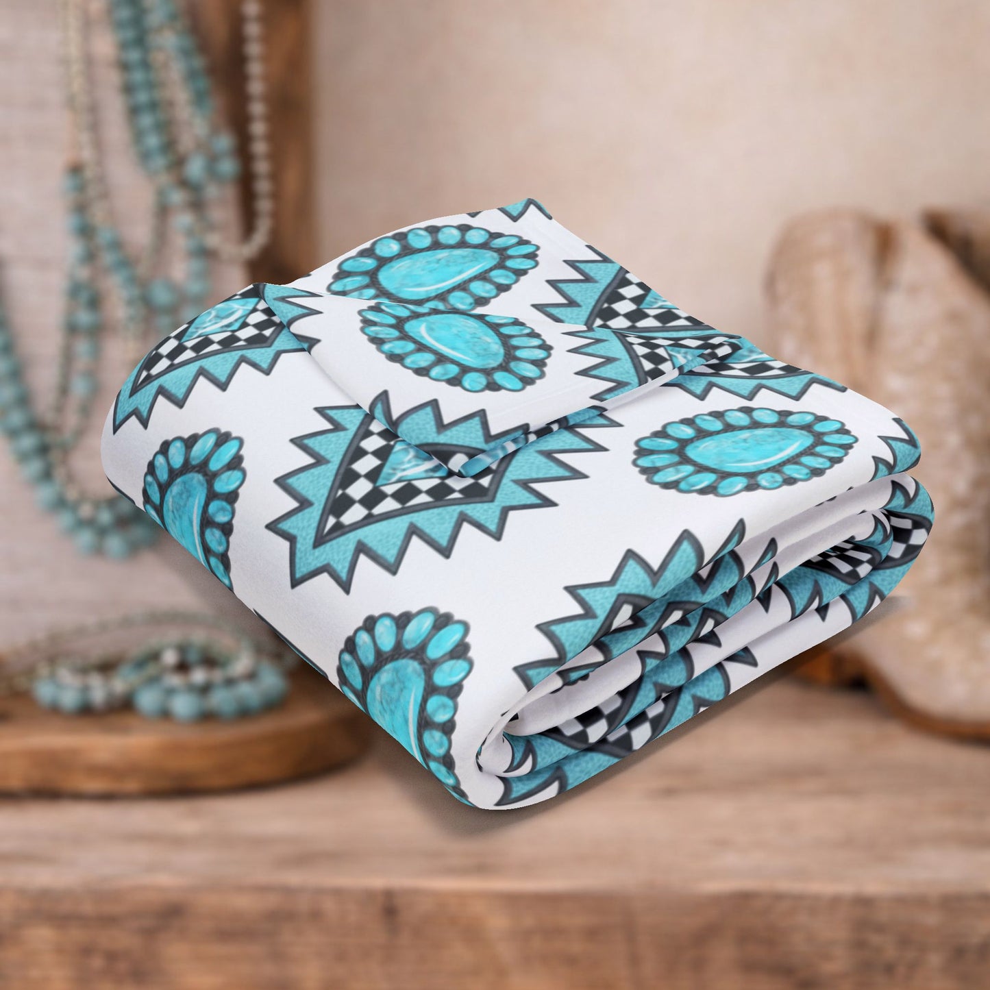 Turquoise Desert Aztec Throw