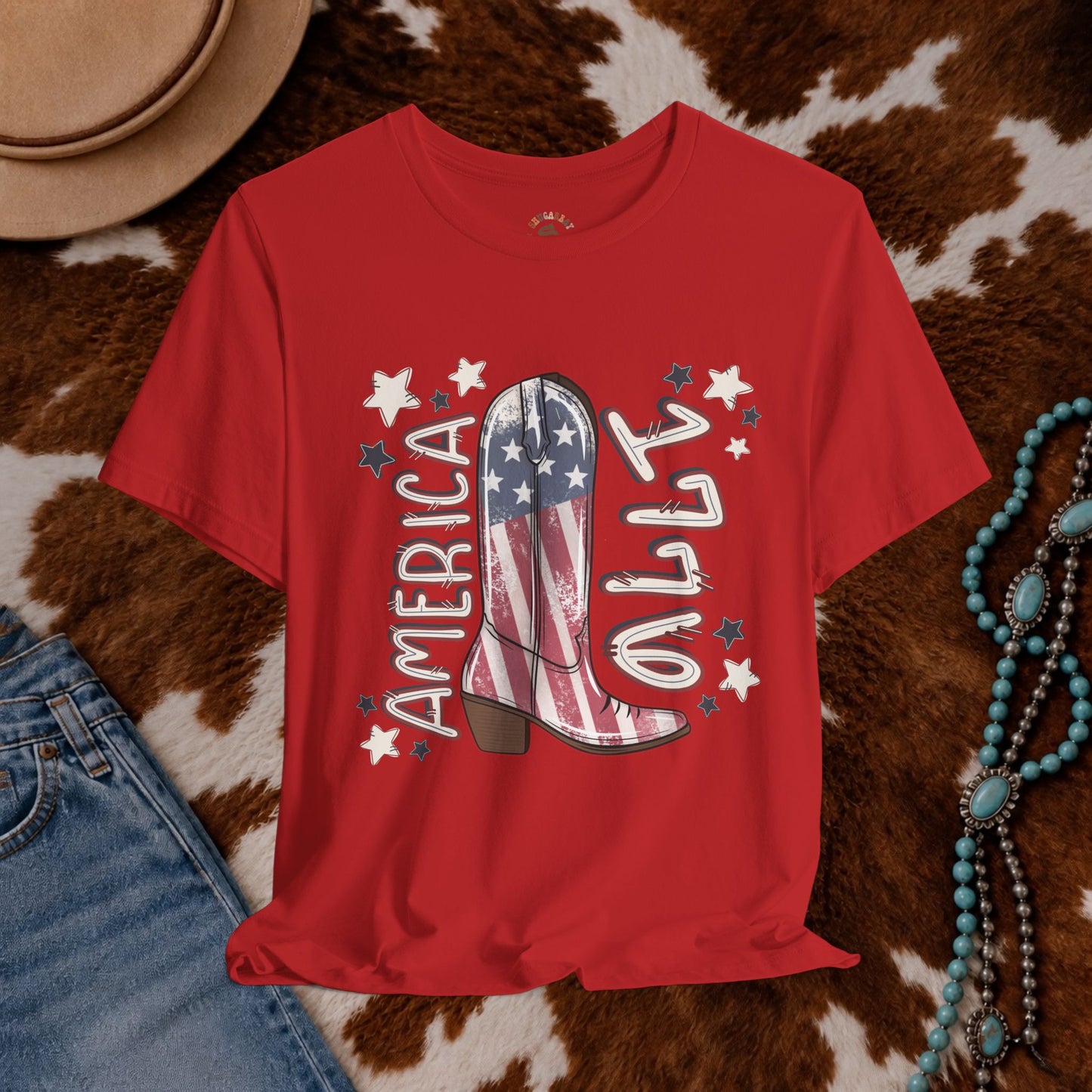 Red White & Boots Tee
