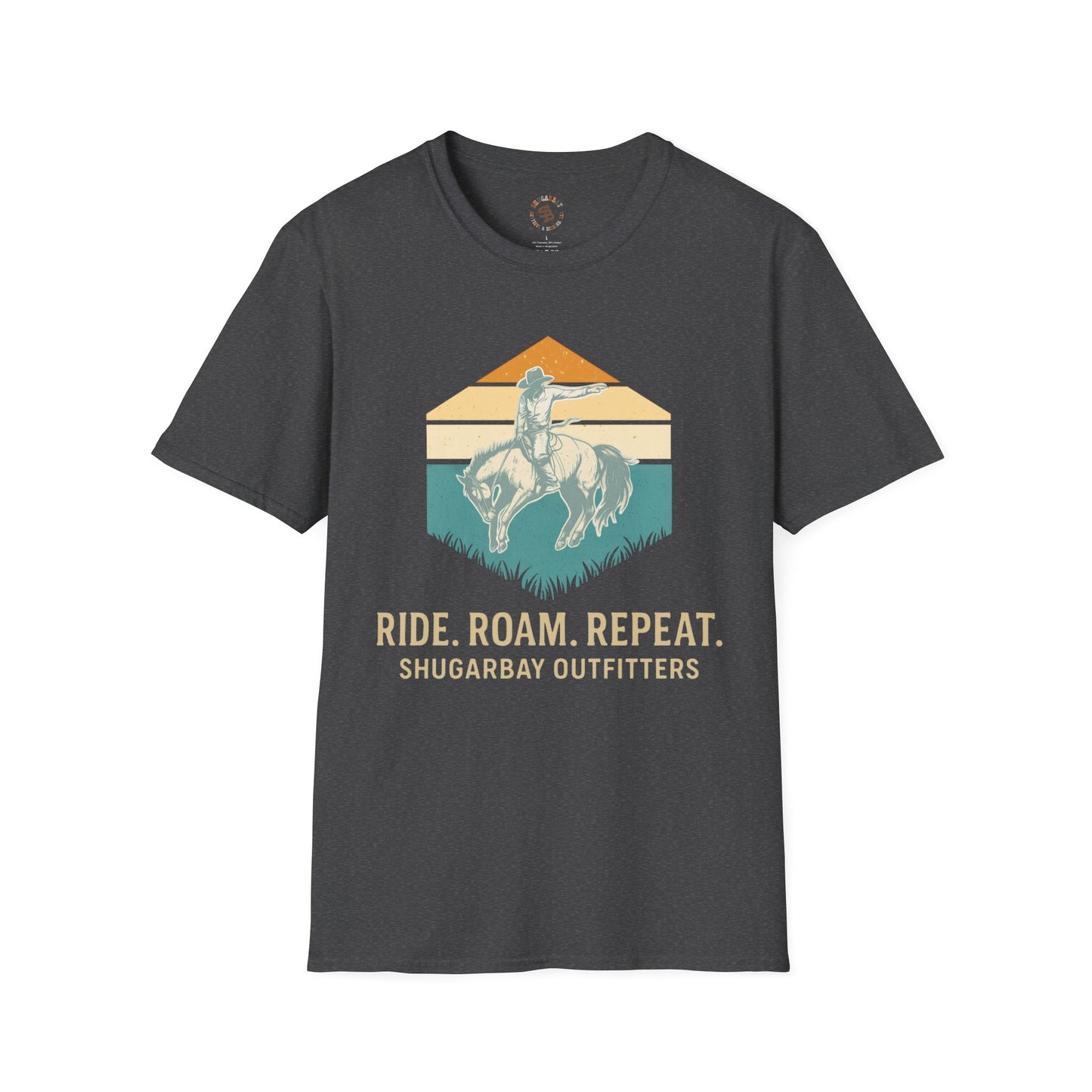 ShugarBay Ride Roam Repeat Mustang Sunset Tee