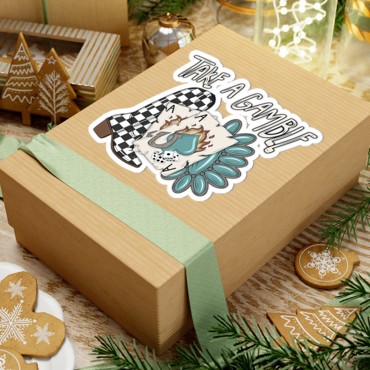 Take a Gamble Western Sticker | Cowgirl Boot & Playing Card Decal