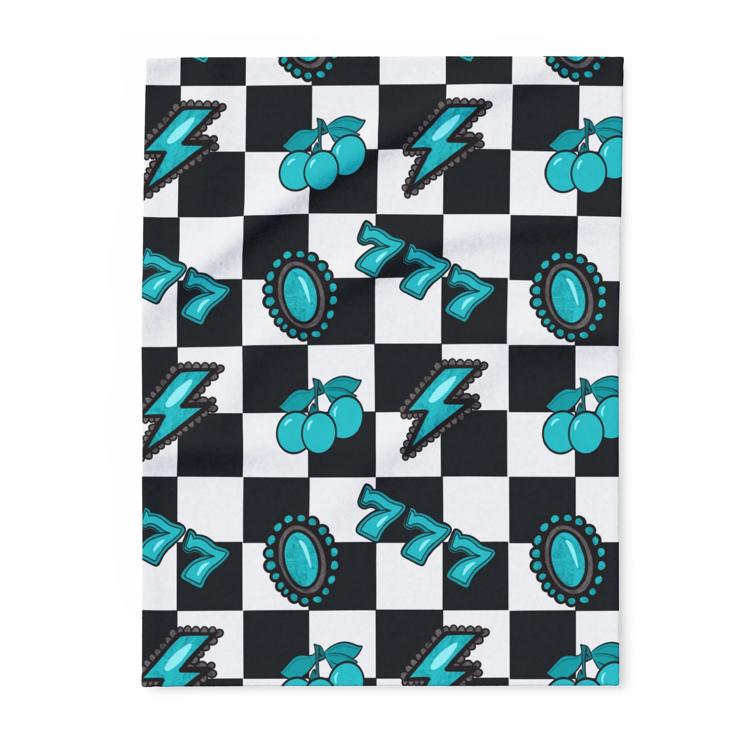 Lucky Cowgirl Retro Checker Throw
