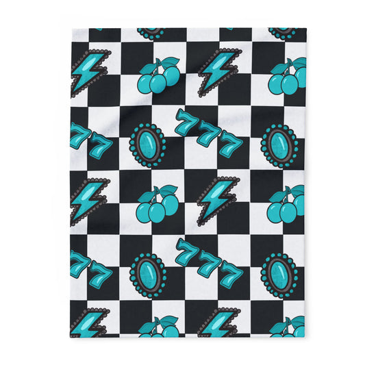 Lucky Cowgirl Retro Checker Throw