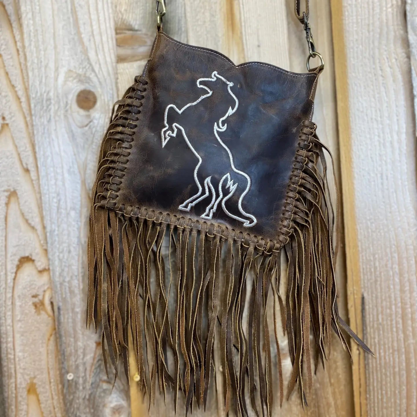 Horse All Tooled Leather Crossbody