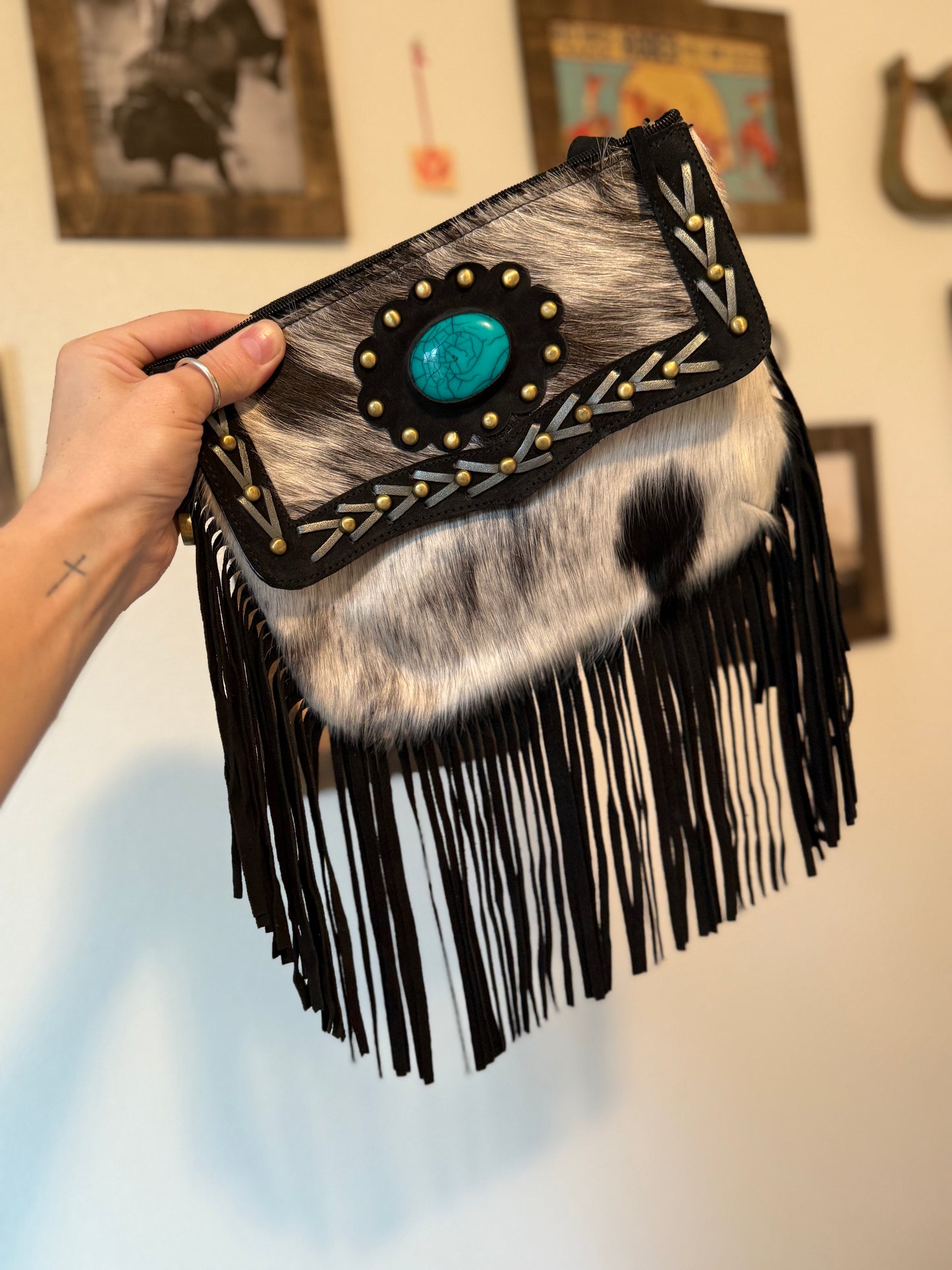 Cowhide Suede Crossbody Purse