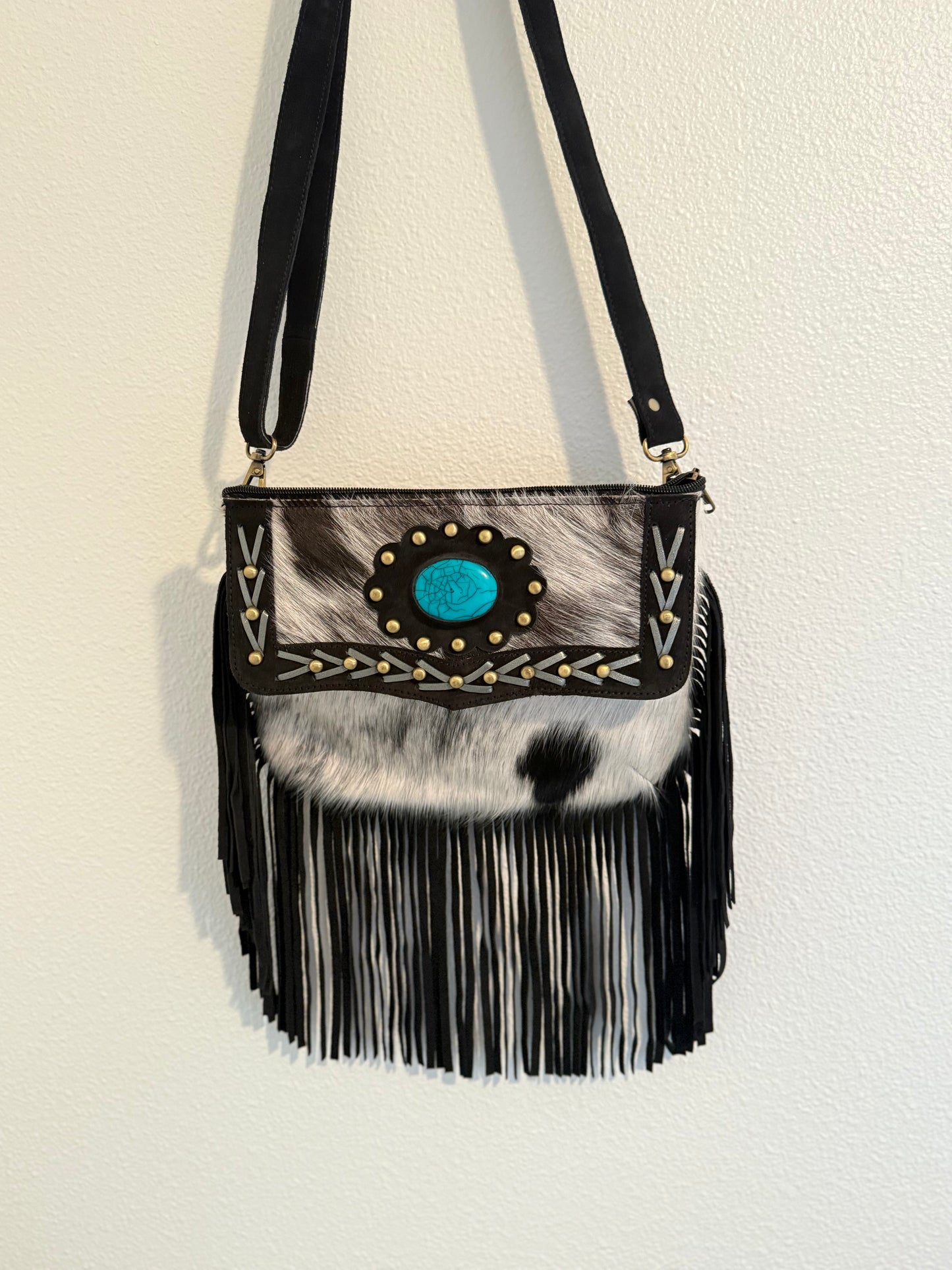 Cowhide Suede Crossbody Purse