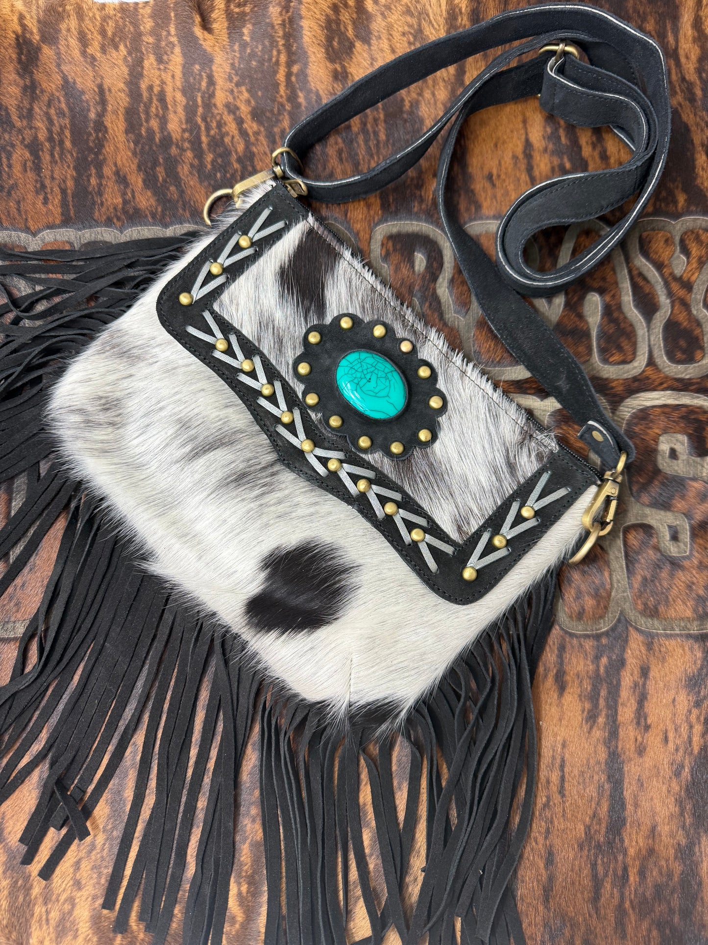 Cowhide Suede Crossbody Purse