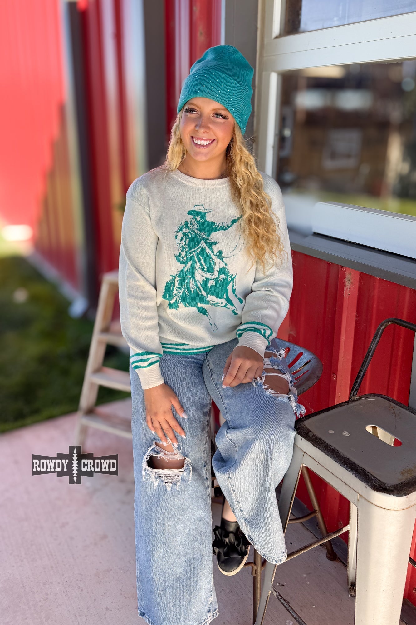 TEAL Wild & Western Sweater