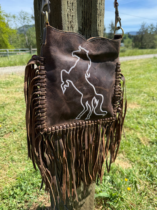 Horse All Tooled Leather Crossbody