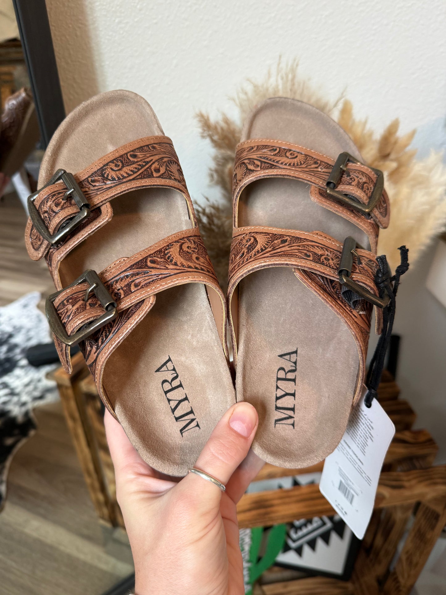 Western Hand-Tooled Sandals