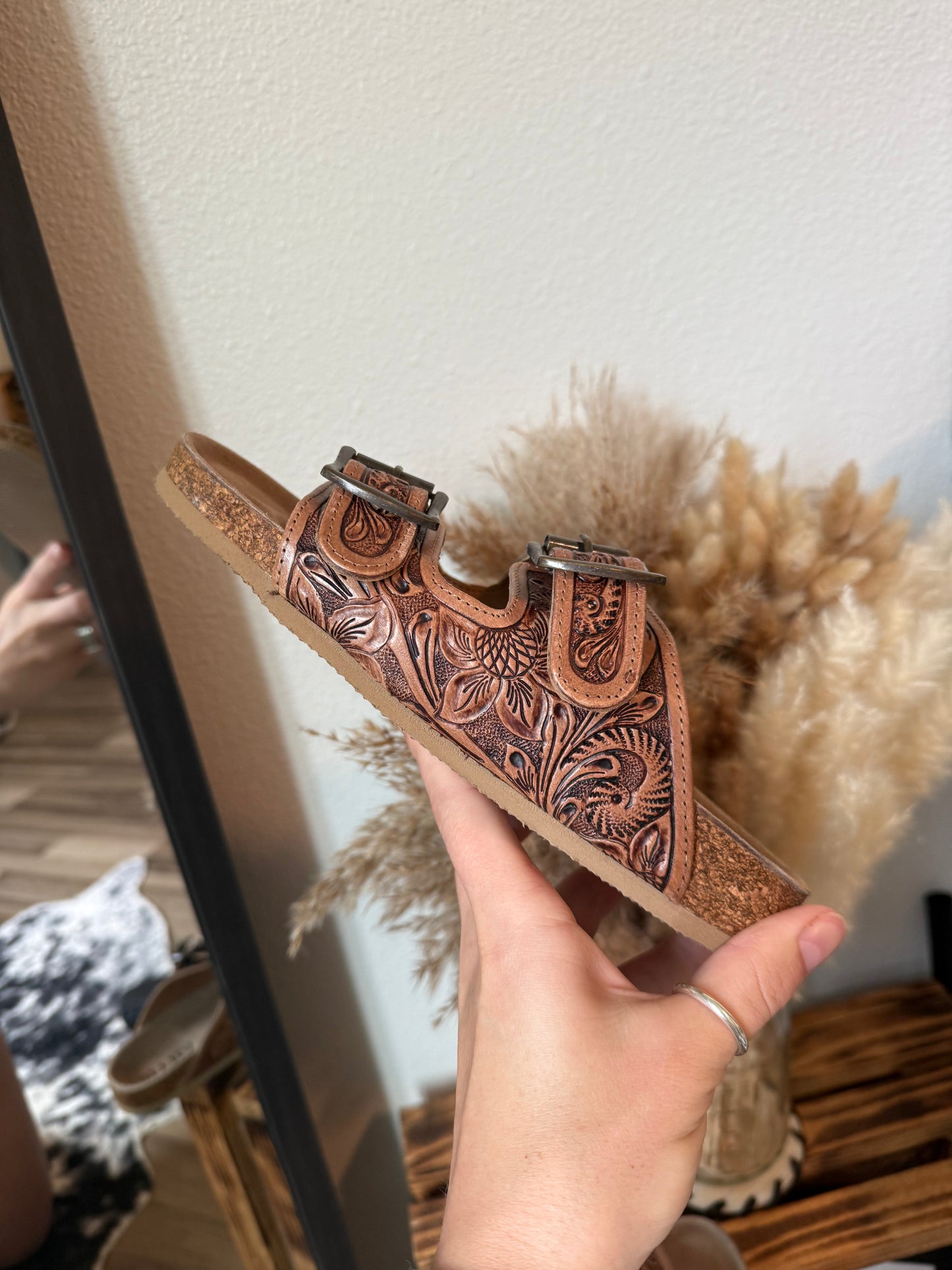 Western Hand-Tooled Sandals
