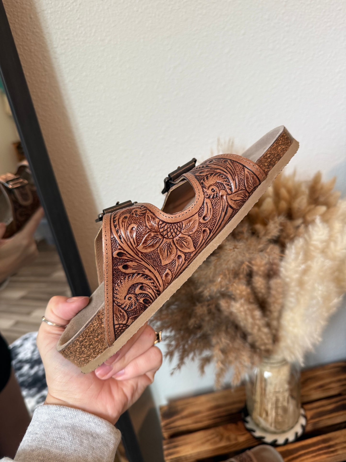 Western Hand-Tooled Sandals