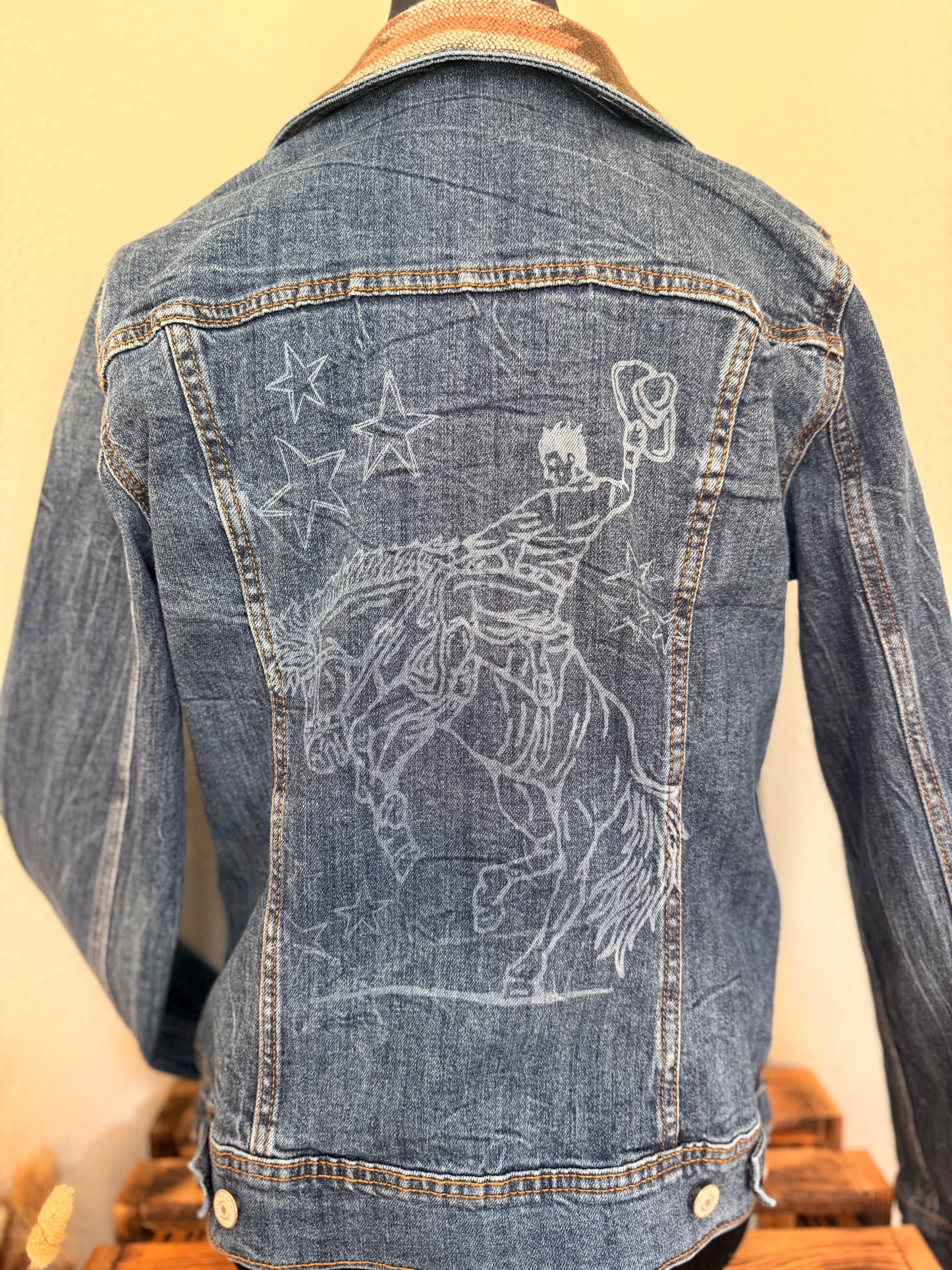 Wild Ride Denim Jacket  |  Upcycled Western | Size Medium