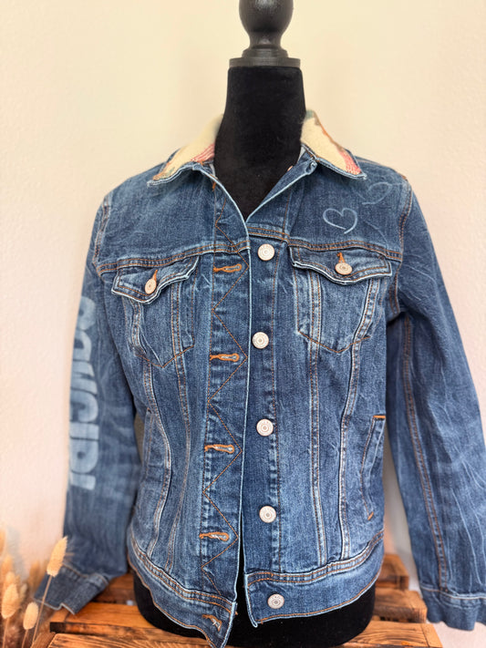 Kickin’ Up Dust Denim Jacket |  Upcycled Western | Size Medium