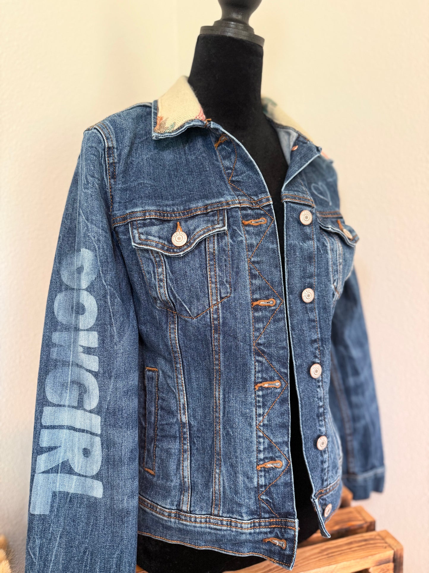 Kickin’ Up Dust Denim Jacket |  Upcycled Western | Size Medium