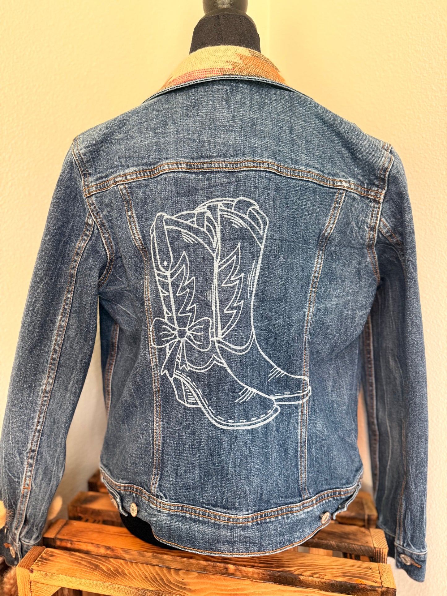 Kickin’ Up Dust Denim Jacket |  Upcycled Western | Size Medium