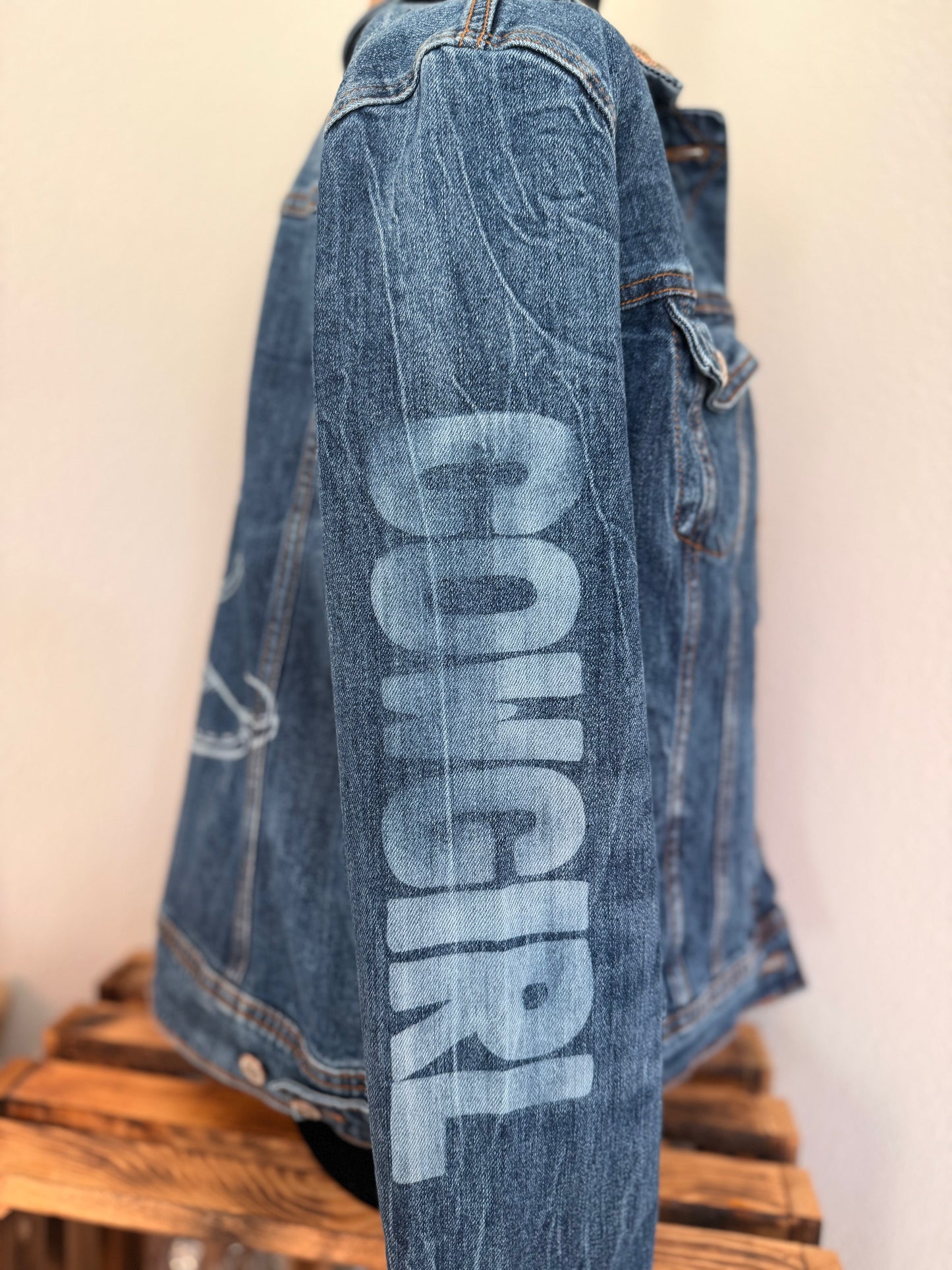 Kickin’ Up Dust Denim Jacket |  Upcycled Western | Size Medium