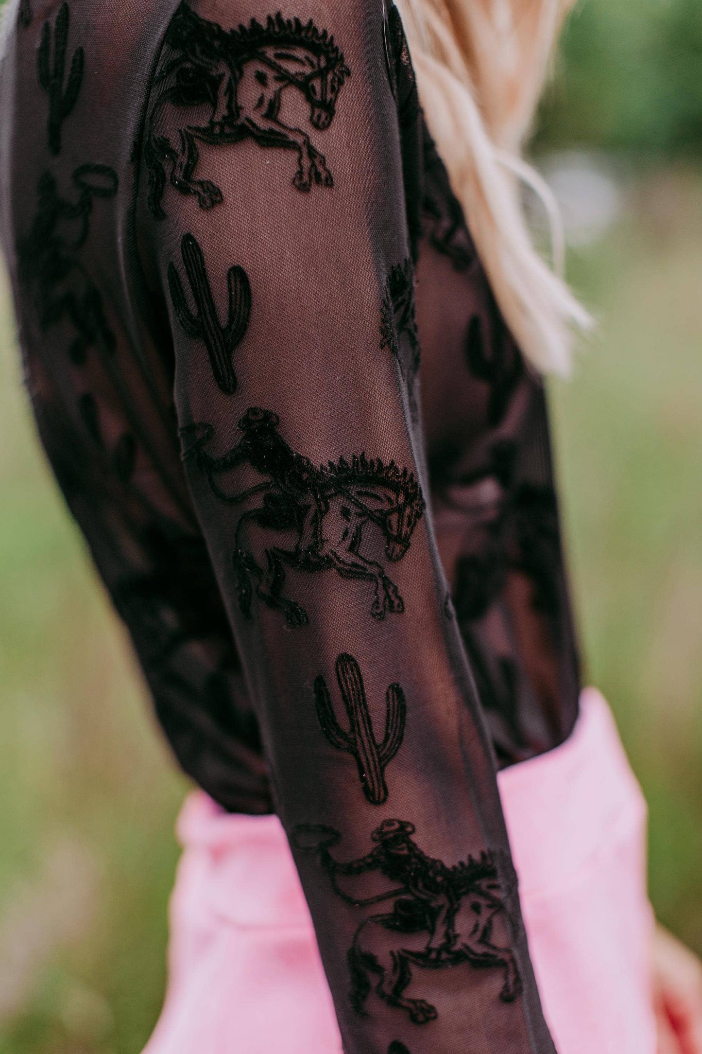 Velvet Mesh Top black