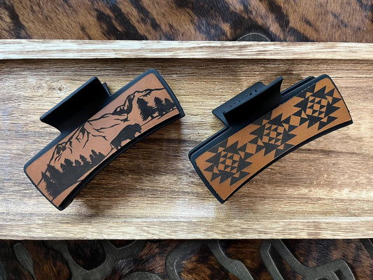 Buffalo or GeoPattern Claw Clip - Laser Engraved