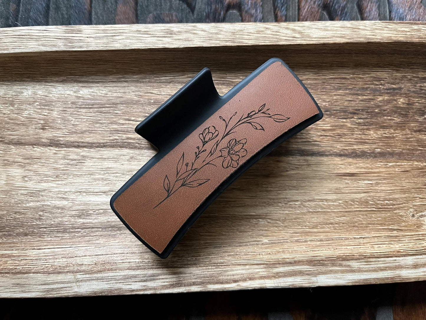 Floral theme Claw Clip - Laser Engraved