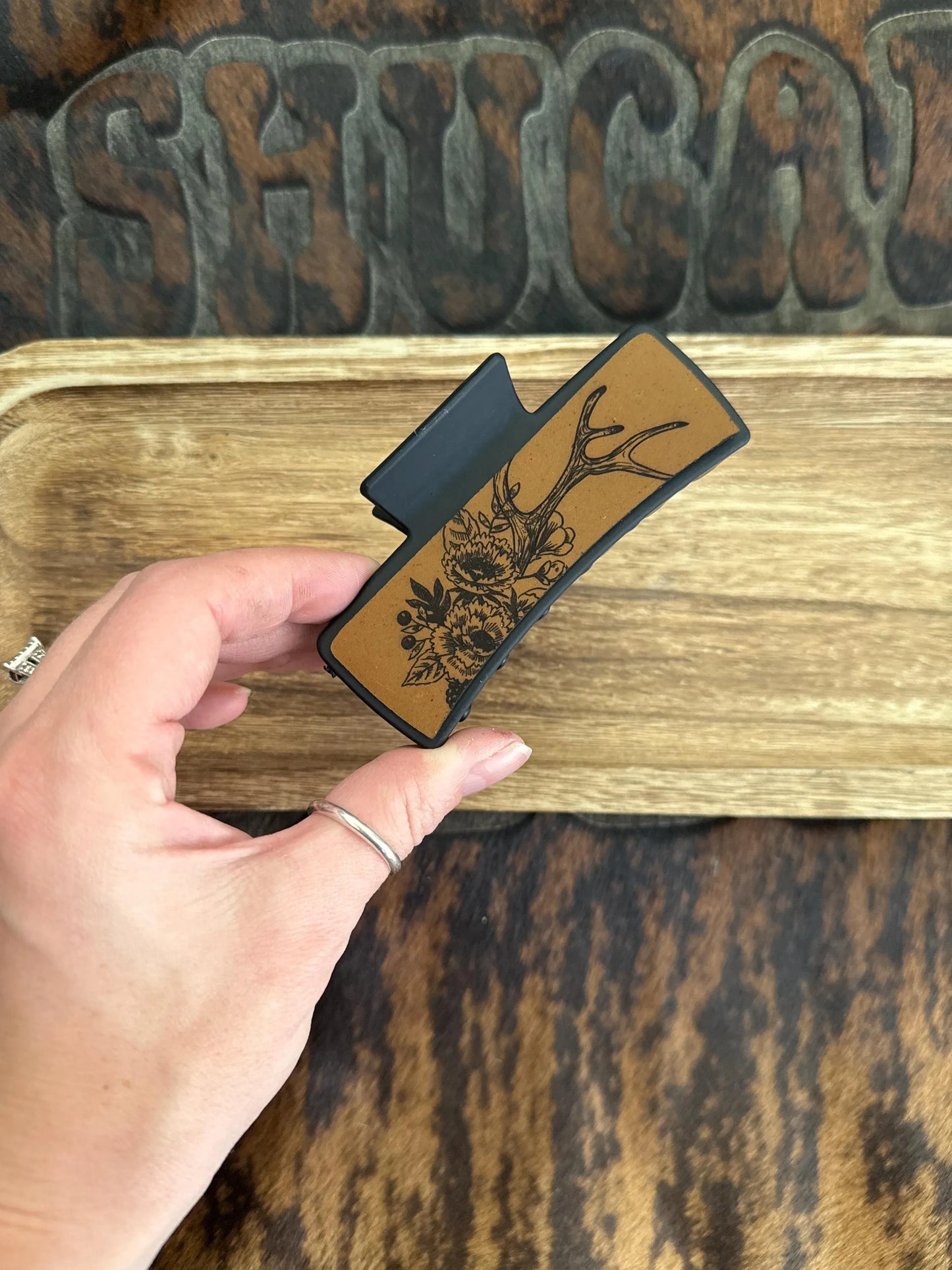 Floral theme Claw Clip - Laser Engraved