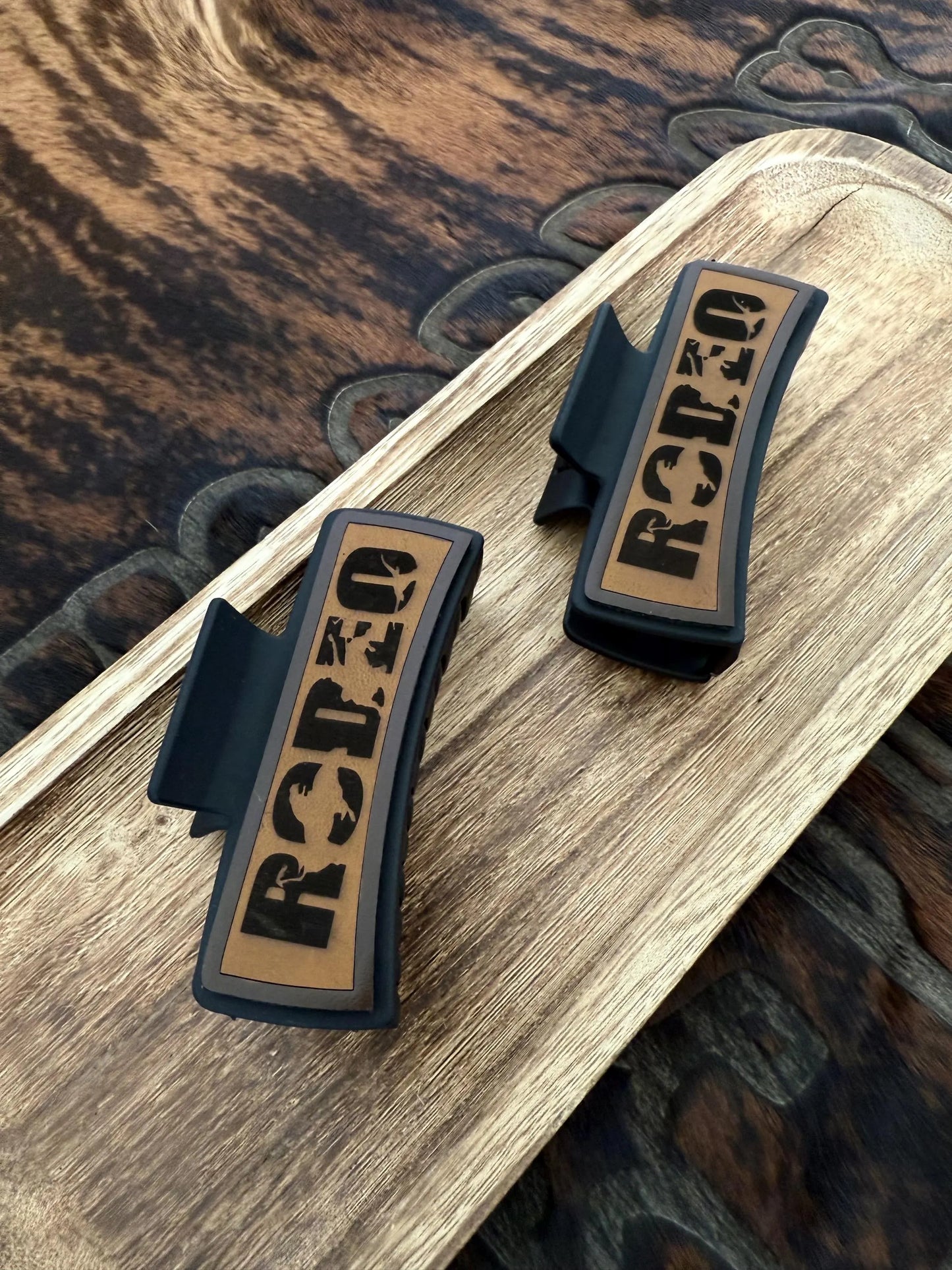 Rodeo Themed Claw Clip - Laser Engraved