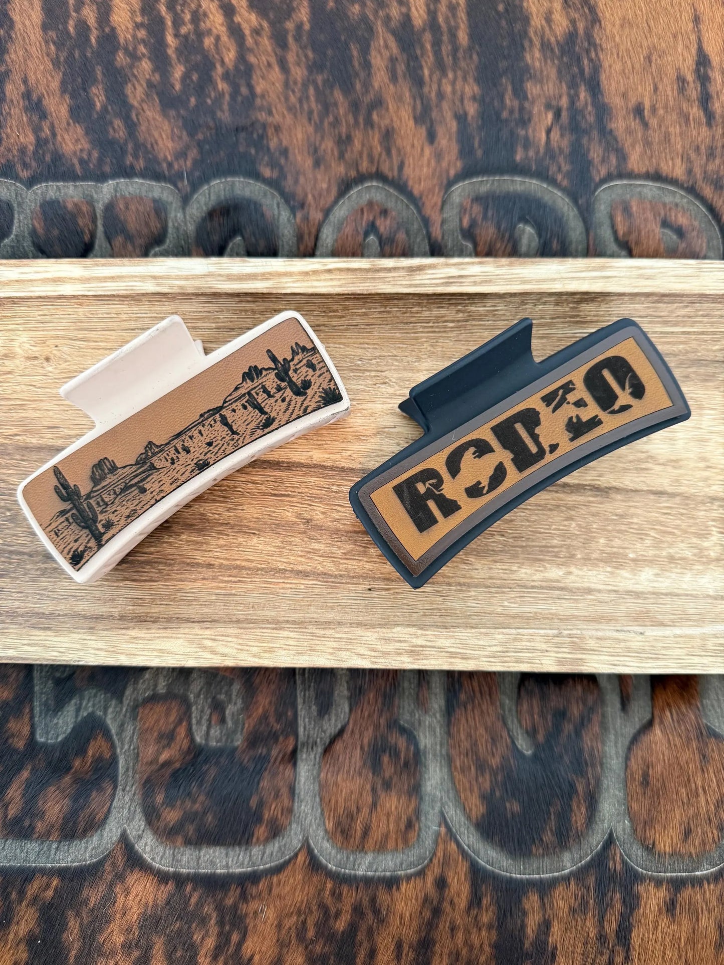 Rodeo Themed Claw Clip - Laser Engraved