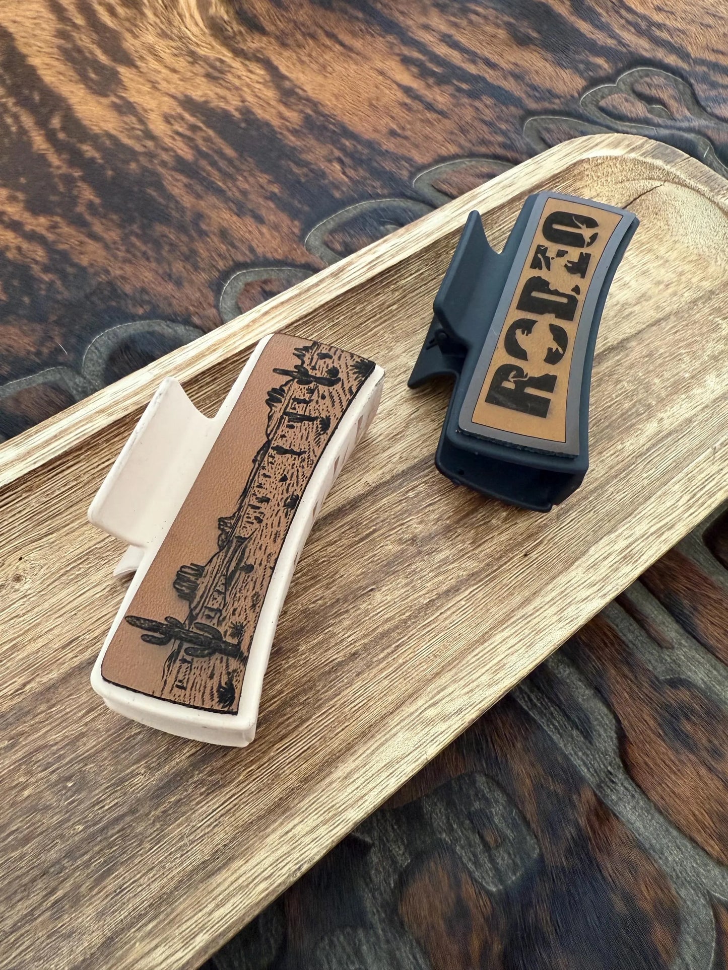 Rodeo Themed Claw Clip - Laser Engraved